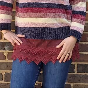 lace trimmed camisole slip extender wine red small